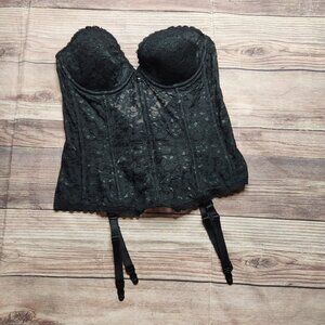 Vintage Fredericks Of Hollywood Black Lace Corset Bustier